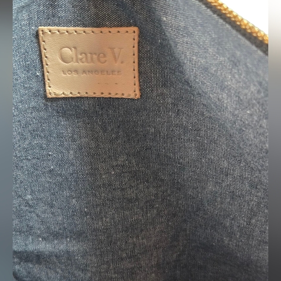 NWT Clare V Foldover Clutch with Strap $418 Suede & Nappa Patchwork Multi Color - Picture 6 of 13